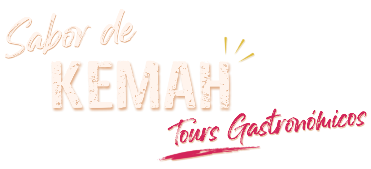 Sabor de KEMAH Tours Gastronómicos text in stylized fonts.